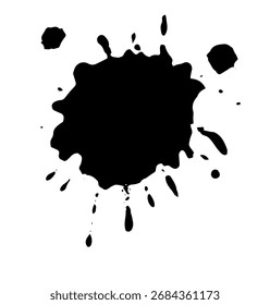 Splatter Paint Texture . Black Spray Blot of Ink. Place illustration Over any Object to Create Grungy Effect . hand drawn. Not AI, Vector.