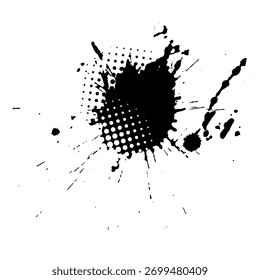 Textur streichen. Schwarzes Spray Blot von Tinte. Platzieren Sie die Illustration über einem beliebigen Objekt, um Grungy-Effekt zu erzeugen. handgezeichnet. Nicht AI, Vector.