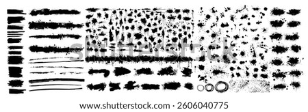 Splatter Paint Texture . Black Spray Blot of Ink. Place illustration Over any Object to Create Grungy Effect . hand drawn. Not AI, Vector.