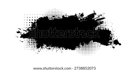 Splatter Paint Texture . Black Spray Blot of Ink. Place illustration Over any Object to Create Grungy Effect . hand drawn. Not AI, Vector.