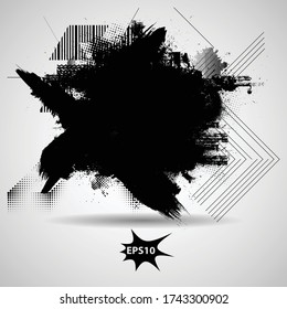 Splatter Paint Textura. Fondo de Grunge de la angustia. Scratch, grano, sello de rectángulo de ruido . Gráfico de spray negro de la ilustración Ink.Place sobre cualquier objeto para crear un vector de efecto ondulado .abstract.