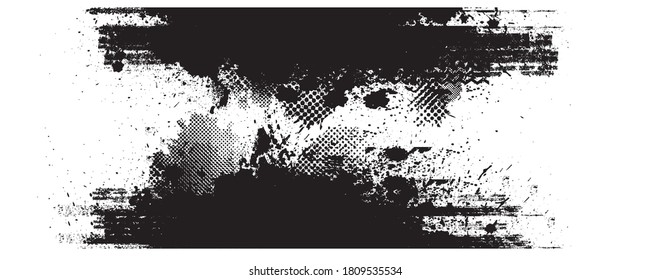 Splatter Paint Texture . Distress Grunge background . Scratch, Grain, Noise rectangle stamp . Black Spray Blot of Ink.Place illustration Over any Object to Create Grungy Effect .abstract vector.