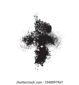 Splatter Paint Texture . Distress Grunge background . Scratch, Grain, Noise rectangle stamp . Black Spray Blot of Ink.Place illustration Over any Object to Create Grungy Effect .abstract vector.