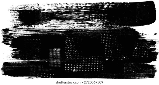 Splatter Paint Texture . Distress Grunge background . Scratch, Grain, Noise rectangle stamp . Black Spray Blot of Ink.Place illustration Over any Object to Create Grungy Effect .abstract vector.
