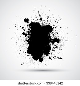 Splatter Paint Texture . Distress Grunge background . Scratch, Grain, Noise rectangle stamp . Black Spray  Blot of Ink.Place illustration Over any Object  to Create Grungy Effect .abstract  vector.