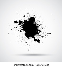 Splatter Paint Texture . Distress Grunge background . Scratch, Grain, Noise rectangle stamp . Black Spray  Blot of Ink.Place illustration Over any Object  to Create Grungy Effect .abstract  vector.