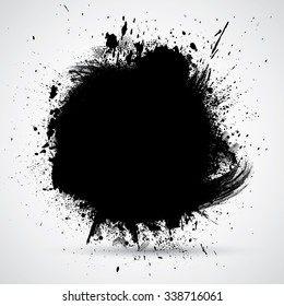 Splatter Paint Texture . Distress Grunge background . Scratch, Grain, Noise rectangle stamp . Black Spray  Blot of Ink.Place illustration Over any Object  to Create Grungy Effect .abstract  vector.