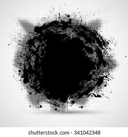 Splatter Paint Texture . Distress Grunge background . Scratch, Grain, Noise rectangle stamp . Black Spray  Blot of Ink.Place illustration Over any Object  to Create Grungy Effect .abstract  vector.