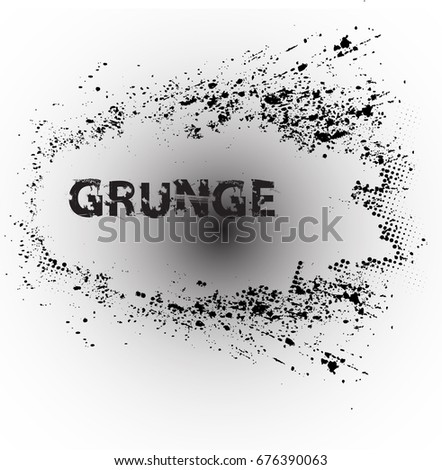 Splatter Paint Texture . Distress Grunge background . Scratch, Grain, Noise rectangle stamp . Black Spray Blot of Ink.Place illustration Over any Object to Create rough Grungy Effect .abstract vector.