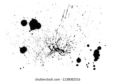 Splatter Paint Texture . Distress rough background . Black Spray Blot of Ink. Abstract vector. Hand drawn.