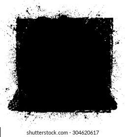 Splatter Paint Texture . Distress rough background . Scratch, Grain, Noise rectangle stamp . Black Spray Blot of Ink.Place illustration Over any Object to Create grunge Effect .abstract vector.