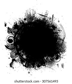 Splatter Paint Texture . Distress rough background . Scratch, Grain, Noise rectangle stamp . Black Spray Blot of Ink.Place illustration Over any Object to Create grunge Effect .abstract vector.