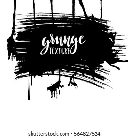 Splatter Paint Texture. Grunge background. Black Blot of Ink. Place for Text. Grungy Effect Stump. Vector illustration.
