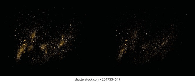 Splatter realistic light effect gold glitter celebratory background. splatter gold glitter illustration