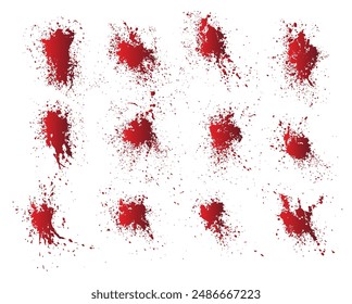 Splatter red blood vector illustration set