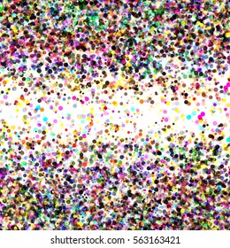 Splatter seamless texture. Chaotic composition with circles. Colorful round spots on white background.