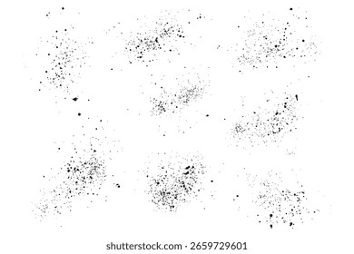 Conjunto de salpicaduras de grunge negro textura sangre diseño de fondo