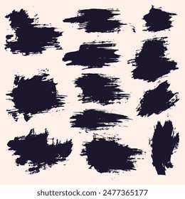Splatter vector black color grunge texture brush stroke background set