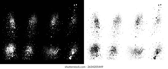 Vector de salpicadura dibujado a mano tinta de pintura blanco y negro sucio conjunto de fondo de ilustración