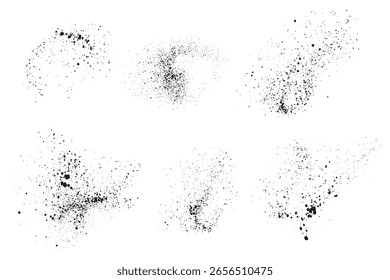 Splatter vector hand-drawn paint ink black illustration dirty background design set