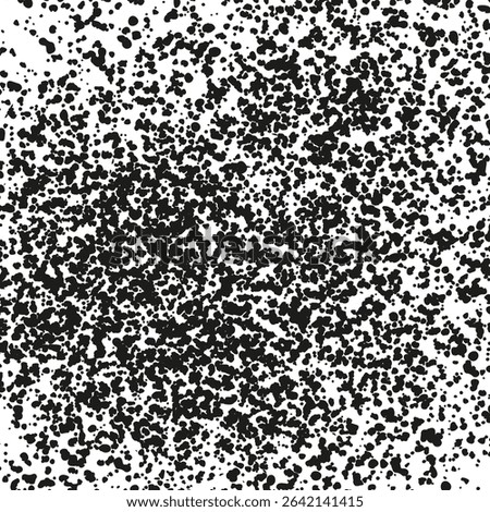 Splattered dot texture. Black ink spray. Abstract pattern vector. Random blob shapes.