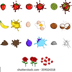 Splattered Fruits and Objects Icon Pack