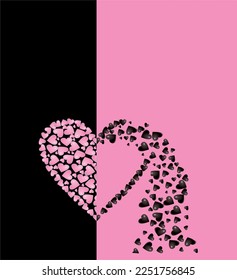 
Fondo de corazones salpicados. corazón roto. Ilustración del vector