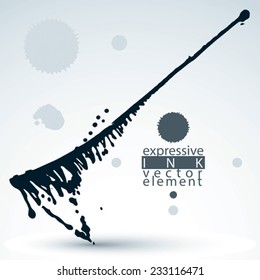 Splattered monochrome web design element, art ink blob, paintbrush drawing. Smudge graffiti background.