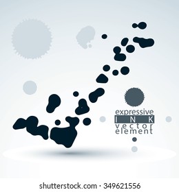 Splattered monochrome web design element, art ink blob, paintbrush drawing. Smudge graffiti background.