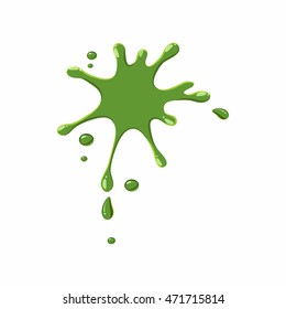 Splattered mucus isolated on white background. Green slime blot vector illustration