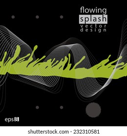 Splattered web design element, art ink blob, bright paintbrush drawing with flowing lines. Contrast smudge graffiti background.