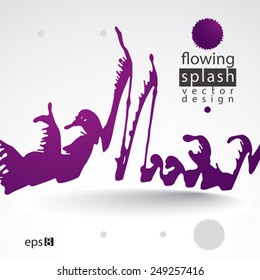 Splattered web design element, art ink blob, bright paintbrush drawing. Smudge graffiti background.