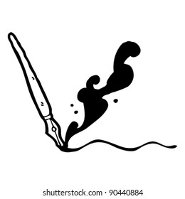 splattering ink pen cartoon