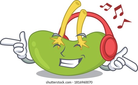 Spleen Cartoon design concept listening music on headphone