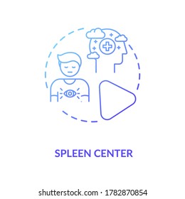 Spleen center blue gradient concept icon. Immune system. Person intuition. Chakra in body system. Human design idea thin line illustration. Vector isolated outline RGB color drawing