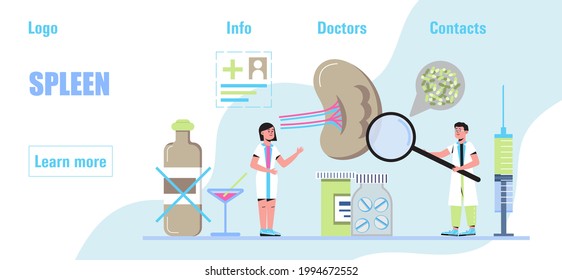 Vector de concepto de bazo. Ilustración de problemas digestivos. Salud, plantilla médica para sitio web médico, banner.