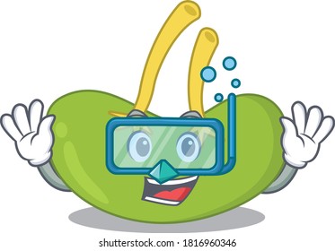 Spleen mascot design swims with diving glasses