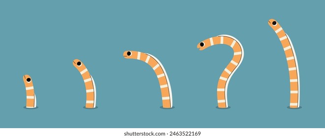 Splendid garden eel cute on a blue background, vector illustration.