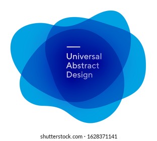 Splendid modern round shapes. Universal watery forms, curvy lines. Overlapping blue and indigo backdrop with white text. Design for promo poster, flyer or banner. Vector illustration.