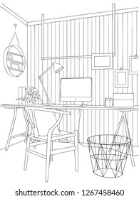 Splendid Scandinavian Workspace Design Line Art