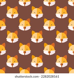 Splendid square tile adorned with a captivating animal artwork. Seamless pattern with fox on coffee background. Design for a mug with an animal pattern.