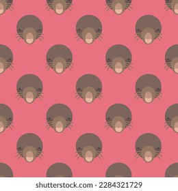 Splendid square tile adorned with a captivating animal artwork. Seamless pattern with mole on pale violet-red background. Design for a greeting card with an animal cartoon.