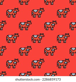 Splendid square tile adorned with a captivating animal artwork. Seamless pattern with cow on moccasin background. Design for a greeting card with an animal portrait.