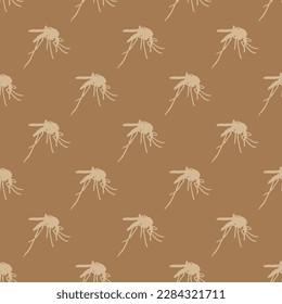 Splendid square tile showcasing a whimsical animal engraving. Seamless pattern with mosquito on chamoisee background. Design for a corporate logo with an animal symbol.