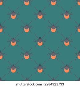 Splendid square tile showcasing a whimsical animal engraving. Seamless pattern with mite on celadon green background. Design for a tote bag with an animal silhouette.