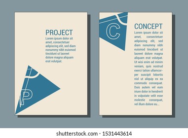 Splendid universal minimalistic 2-sided flyer Project and its Concept template. Vector eps10. Isolated. Vector. Isolated. Separated named layers for editing. A4.