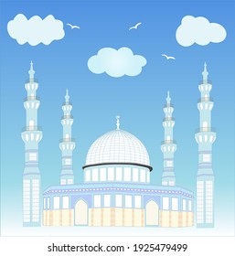 the splendor of a mosque vector design illustration. mosque with a bright daytime background