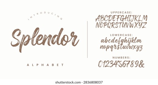 Splendor smooth handwritten script alphabet vector featuring elegant natural brush strokes