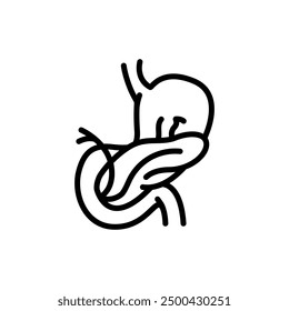 Splenectomy black line icon. Operations on the abdominal cavity. Vector isolated element. 