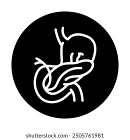 Icono de línea negra de esplenectomía. Operaciones en la cavidad abdominal. Elemento aislado de Vector. 